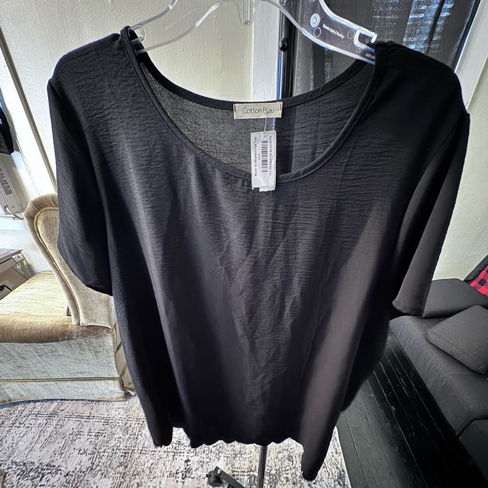 Cotton Bleu Elegant Black Women's Top